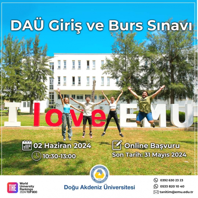  DAÜ Giriş ve Burs Sınavı'na başvurular 31 Mayıs’ta sona eriyor