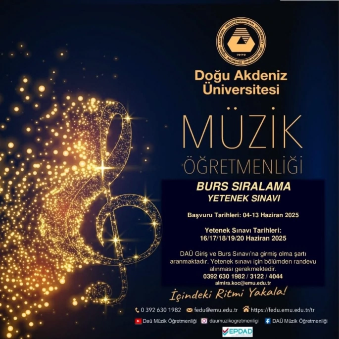 DAÜ Müzik Öğretmenliği lisans programı için burs sıralama yetenek sınavı yapılacak