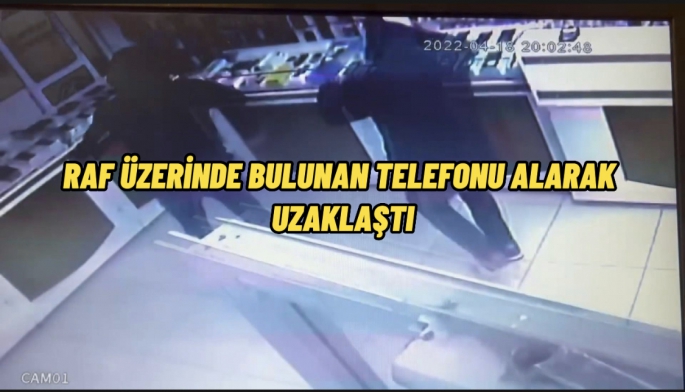 Demirhan’da bulunan süpermarket içerisinden başkasına ait telefonu raf üzerinden alarak uzaklaştı 