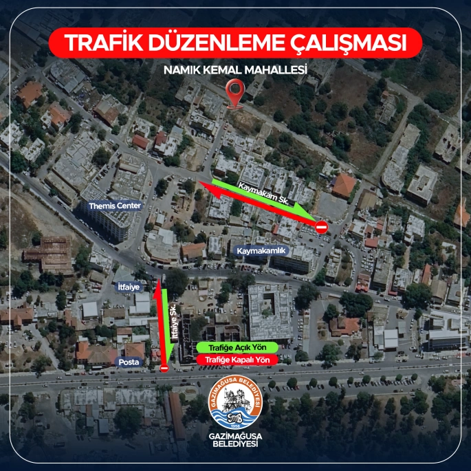 Gazimağusa’da İtfaiye ve Kaymakam Sokak bugün 18.00-00.00 arası trafiğe kapalı olacak