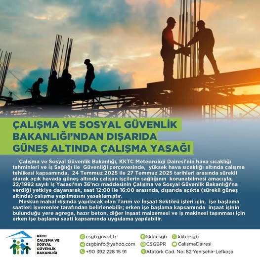 Güneş Altında Çalışmaya Sıcak Hava Yasağı!