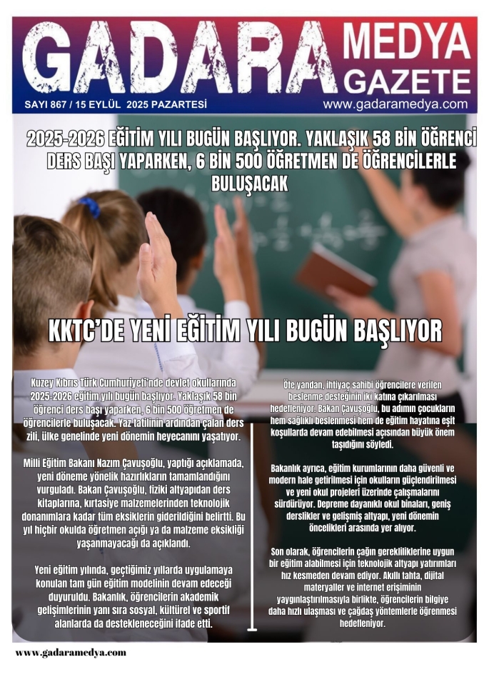 KKTC’de Yeni Eğitim Yılı Bugün Başlıyor