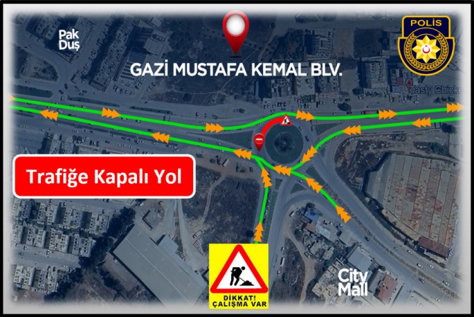  Polisten sürücülere uyarı… Gazimağusa’da Gazi Mustafa Kemal Bulvarı üzerinde yol çalışması yapılacak